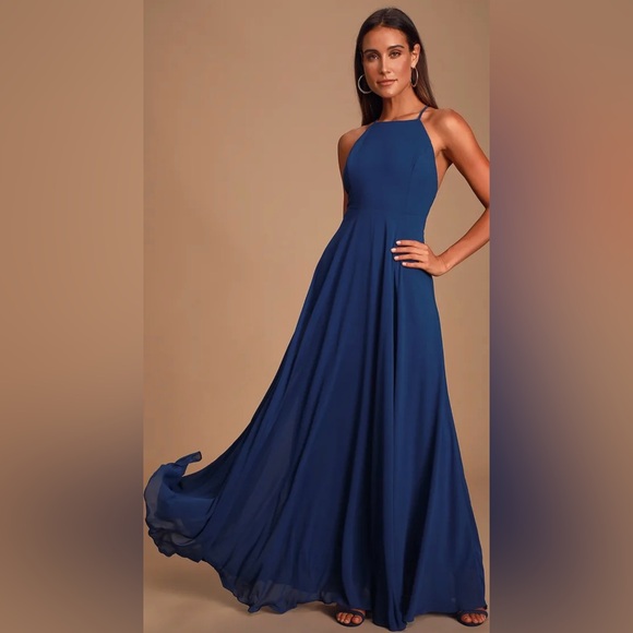 Lulus Mythical Kind of Love Dark blue Maxi Dress - Picture 3 of 4